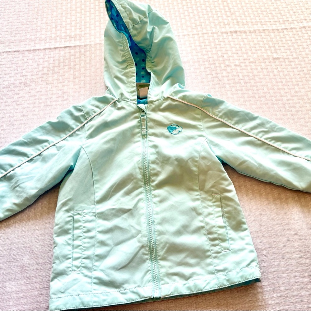 Circo Toddler Girls Aqua Hooded Jacket 2T Heart Lined Lightweight Spring Coat